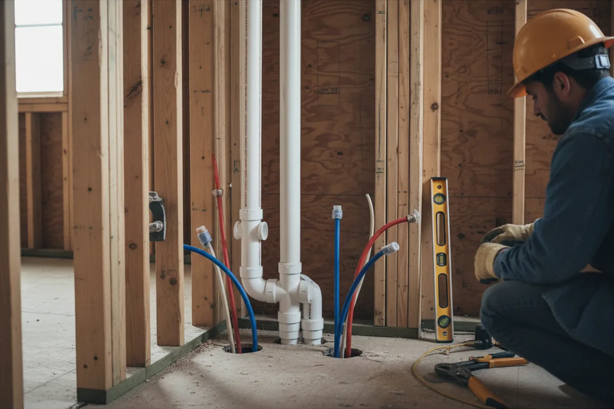 Drain and supply rough-in during Sump Pump Repair in Coalmont